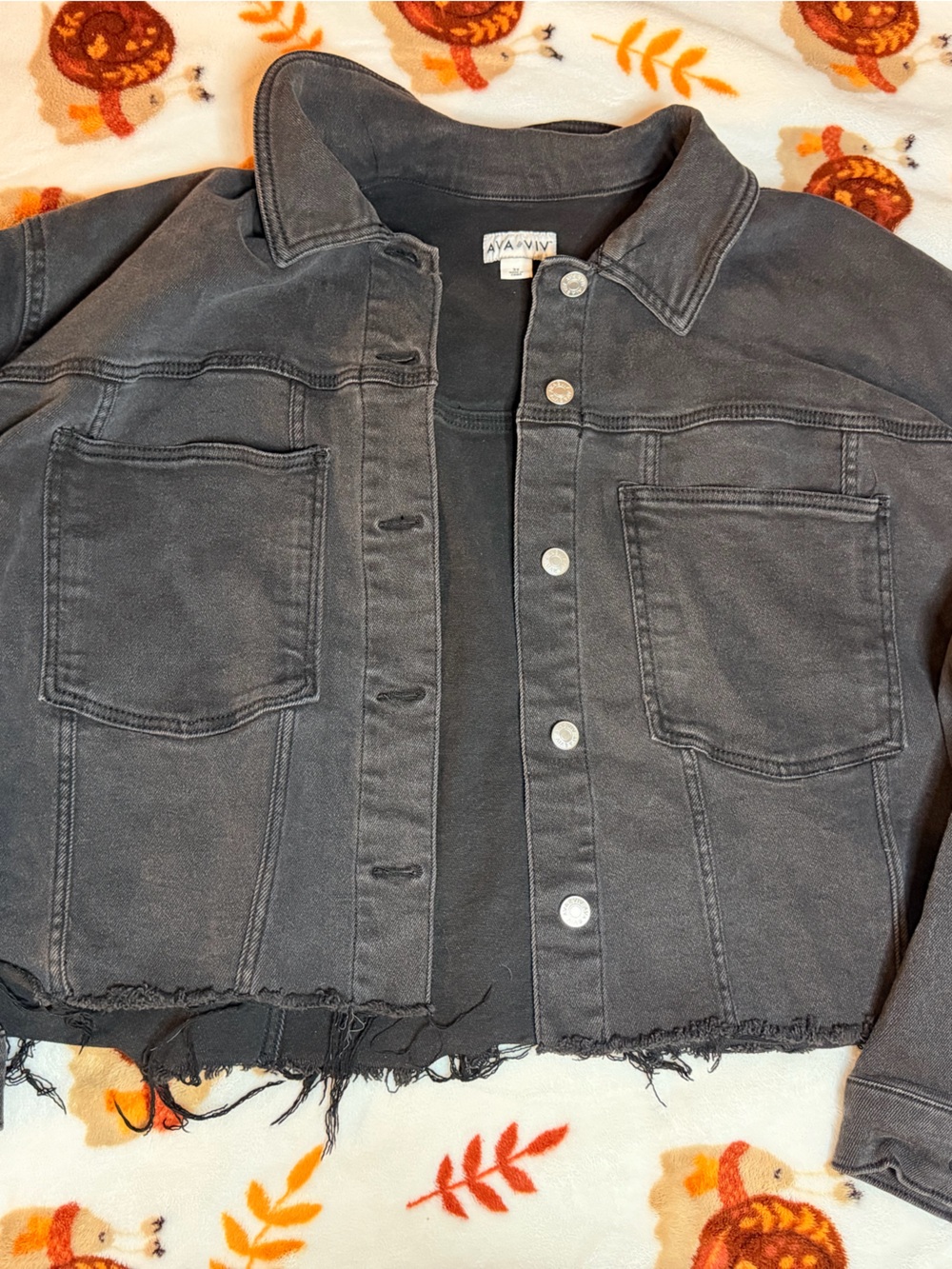 Ava & Viv Washed Black Cropped Denim Jacket